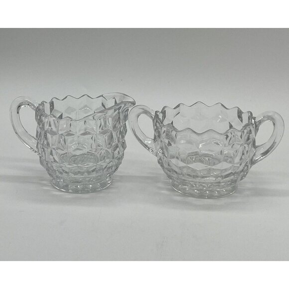 VINTAGE American Fostoria, Sugar & Creamer Set, CLEAR, 2.5” Tall, VG/M - Picture 1 of 3